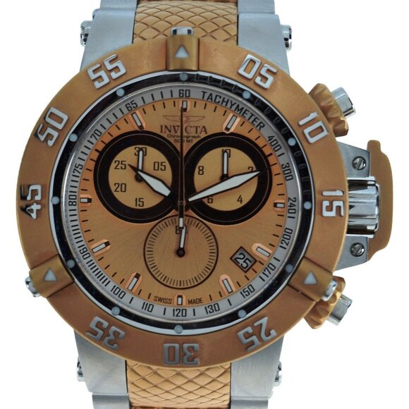 Men's 50mm Invicta Subaqua Noma III 500M Two Tone Rose Quartz Watch Ref: 15953!